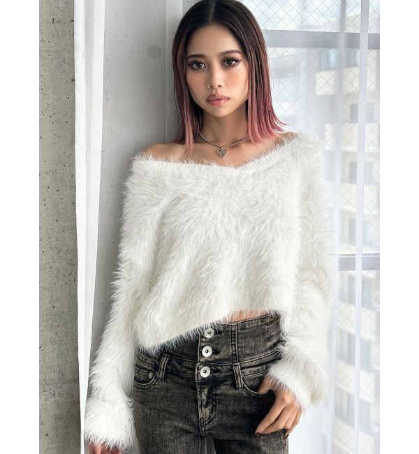 GYDA「シャギーショートLOOSEニットトップス」|ニット・セーター|