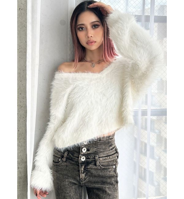 GYDA「シャギーショートLOOSEニットトップス」|ニット・セーター|