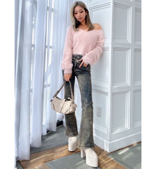 GYDA「シャギーショートLOOSEニットトップス」|ニット・セーター|