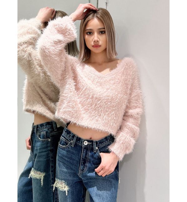 GYDA「シャギーショートLOOSEニットトップス」|ニット・セーター|