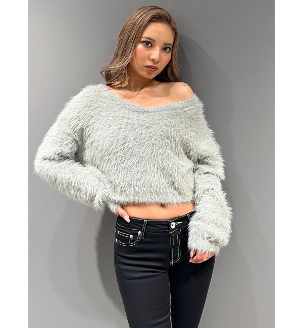 GYDA「シャギーショートLOOSEニットトップス」|ニット・セーター|