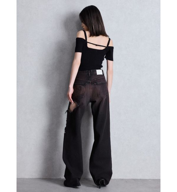 GYDA「SymmetryGYDA オフショルストラップハーフスリーブニットトップス」|ニット・セーター|