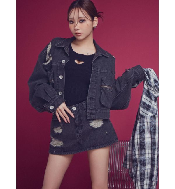 GYDA「processing checkered print looseシャツ」|シャツ・ブラウス|