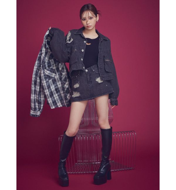 GYDA「processing checkered print looseシャツ」|シャツ・ブラウス|