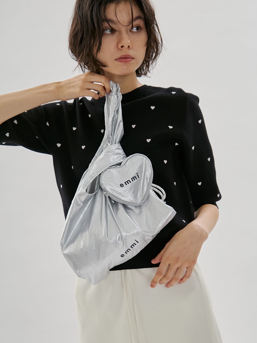 emmi atelier「ハートチャーム付きエコバッグ」|エコバッグ|