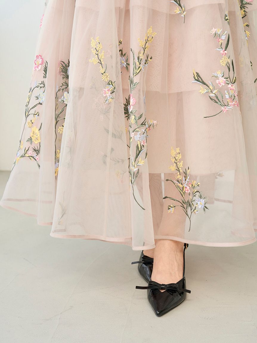 SNIDEL「エンブロイダリーチュールドレス」|ワンピース|