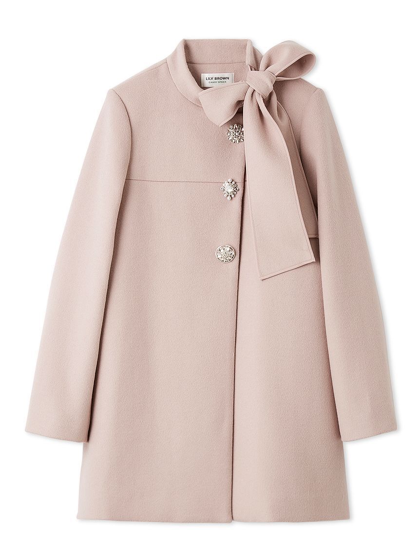 LILY BROWN「【WEB限定カラー】[L.B CANDY STOCK]Aラインビジューリボンコート」|ノーカラージャケット|