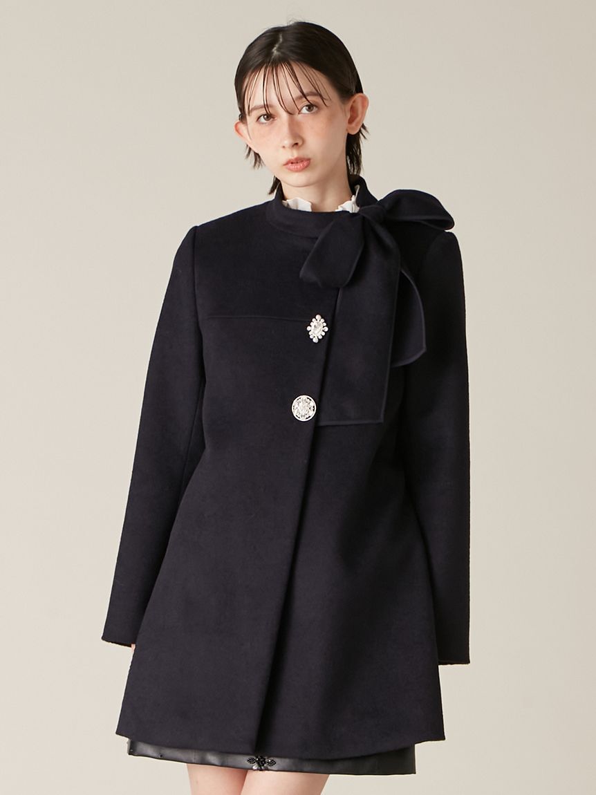 LILY BROWN「【WEB限定カラー】[L.B CANDY STOCK]Aラインビジューリボンコート」|ノーカラージャケット|