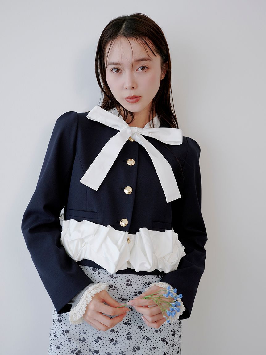 LILY BROWN「【限定カラー】3wayバブルヘムボウタイジャケット」|ノーカラージャケット|