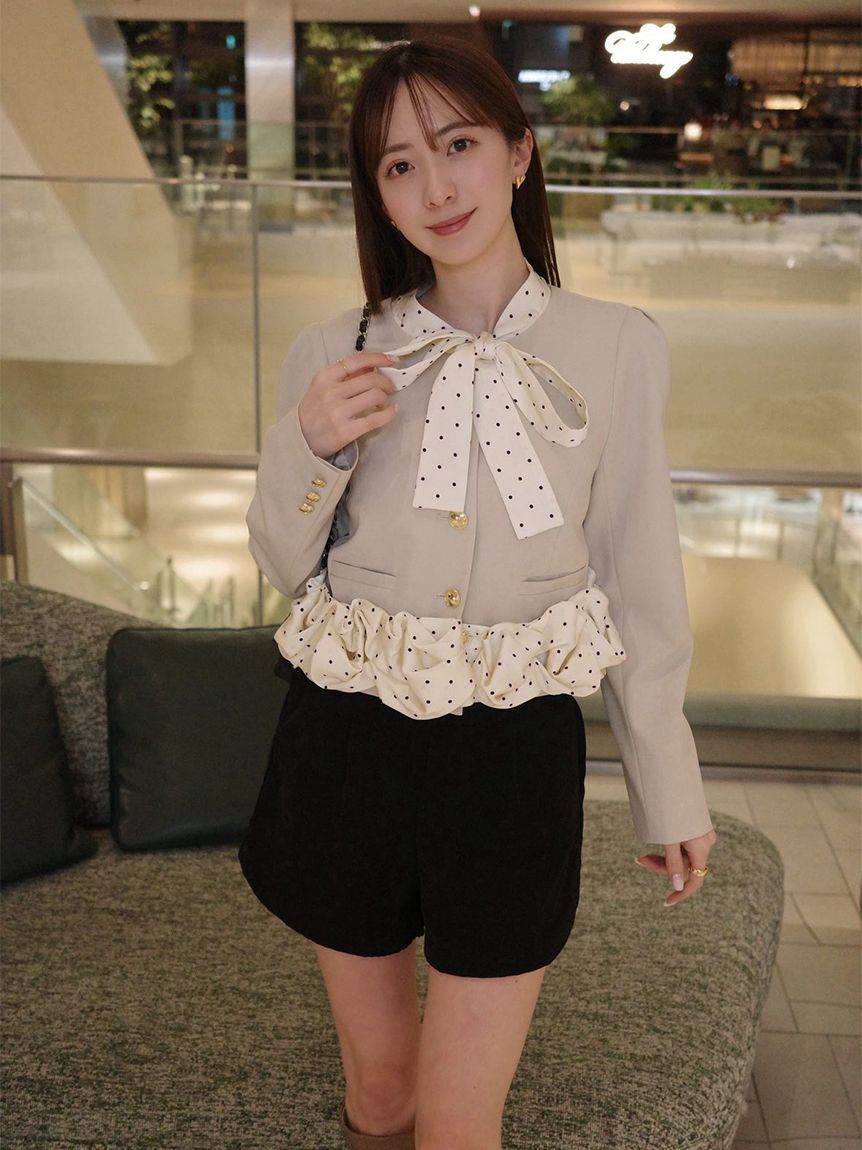 LILY BROWN「【限定カラー】3wayバブルヘムボウタイジャケット」|ノーカラージャケット|