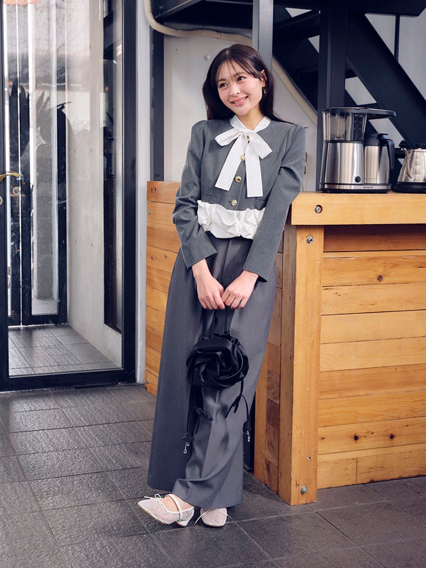 LILY BROWN「【限定カラー】3wayバブルヘムボウタイジャケット」|ノーカラージャケット|