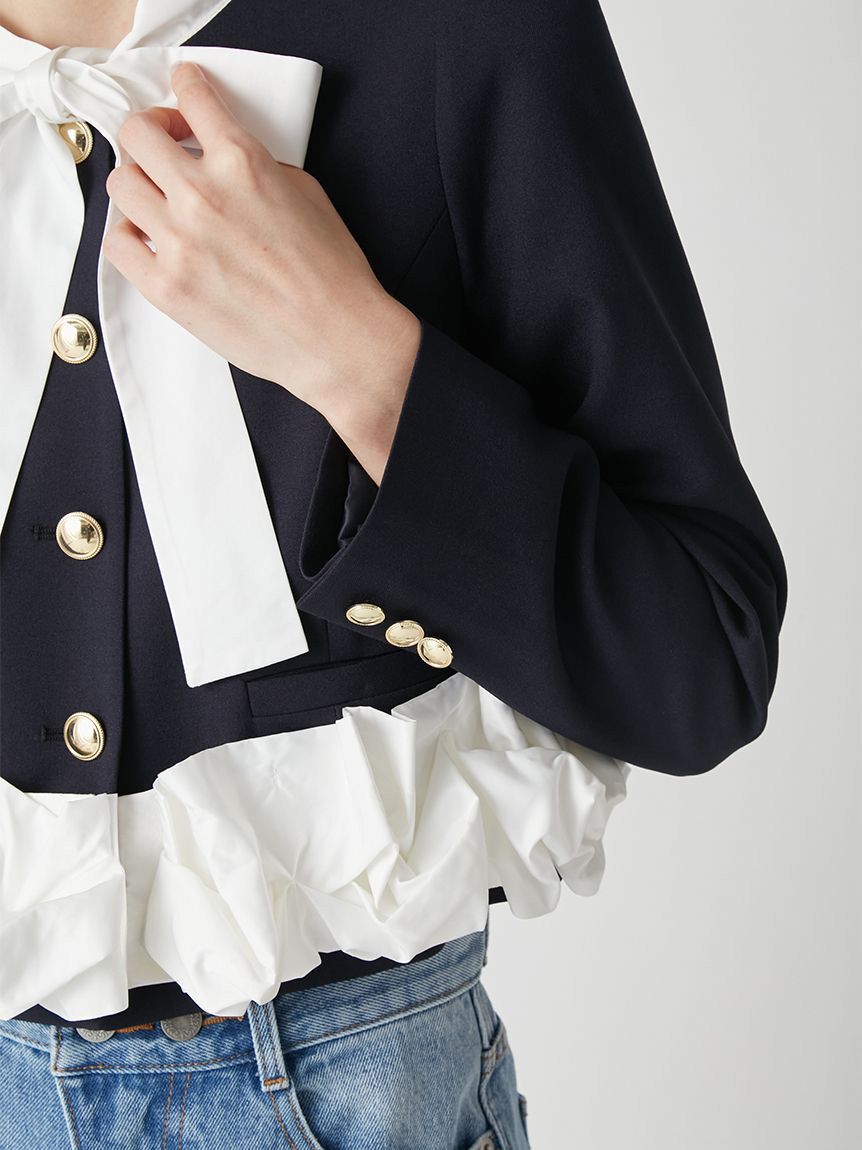 LILY BROWN「【限定カラー】3wayバブルヘムボウタイジャケット」|ノーカラージャケット|