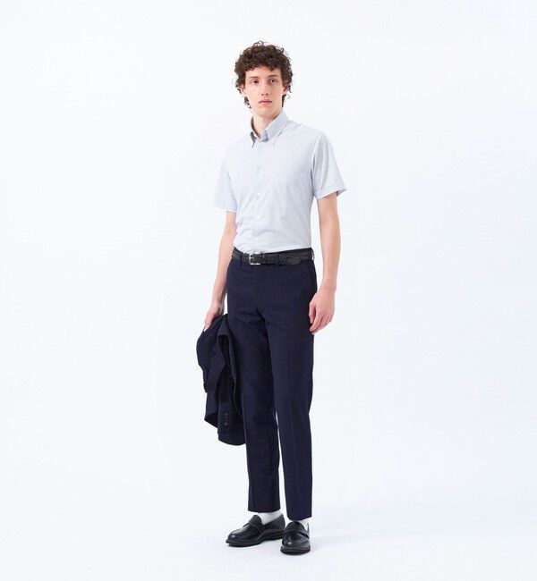 MACKINTOSH PHILOSOPHY「トロッター トリコットジャージー半袖ボタンダウンシャツ  無地/ストライプ」|シャツ・ブラウス|