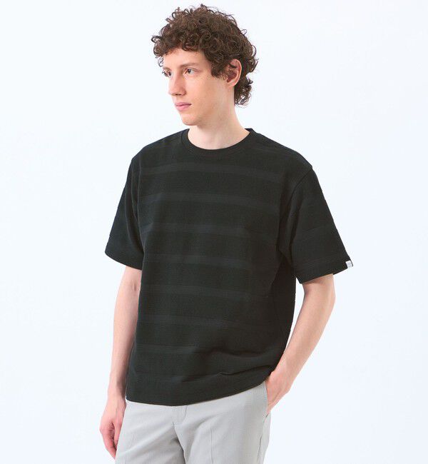 MACKINTOSH PHILOSOPHY「ポップコーンシャドーボーダー クルーネックTシャツ」|Tシャツ・カットソー|ブラック