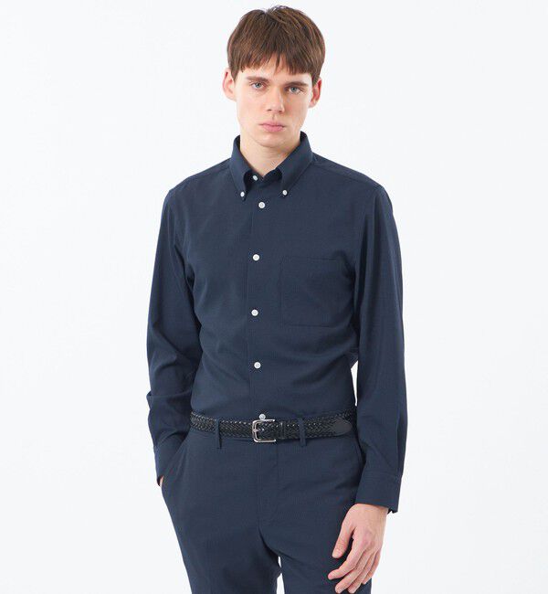 MACKINTOSH PHILOSOPHY「【予約販売】【WEB&一部店舗限定】トロッター スクエアボタンダウン長袖シャツ  サッカーストライプ」|シャツ・ブラウス|ネイビー