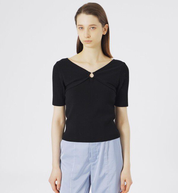  「カットアウトプルオーバーニット」|ニット・セーター|ブラック