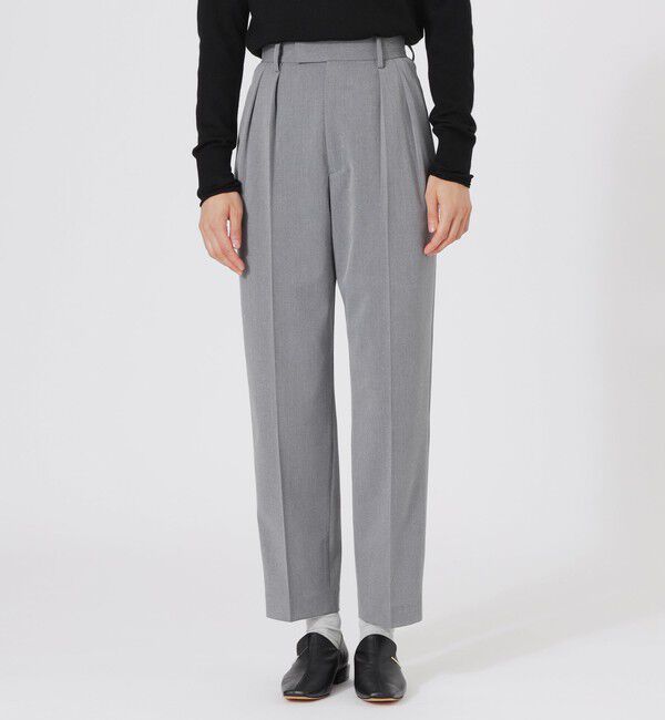  「スーパークリースインタックテーパードパンツ」|スラックス|グレー