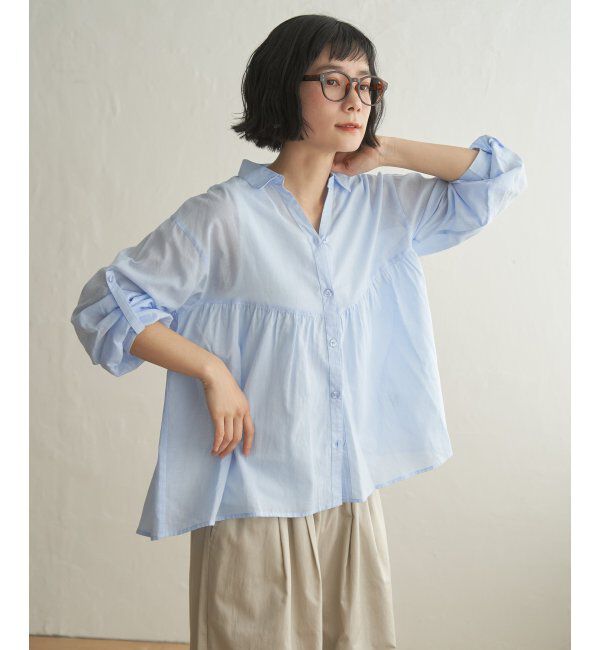 Lbc with Life「コットンボイルギャザーブラウス」|シャツ・ブラウス|