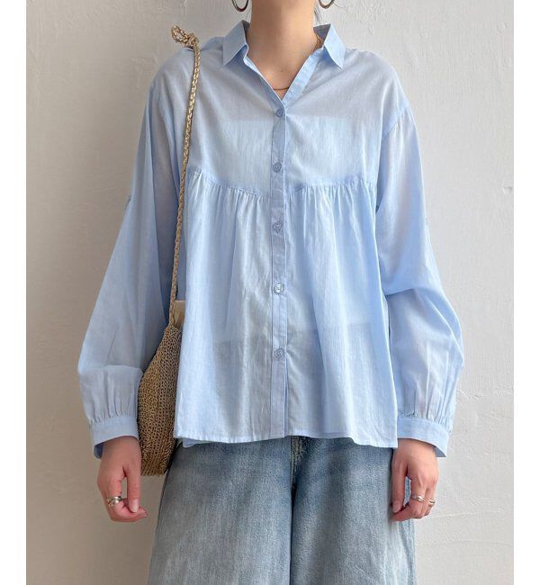 Lbc with Life「コットンボイルギャザーブラウス」|シャツ・ブラウス|