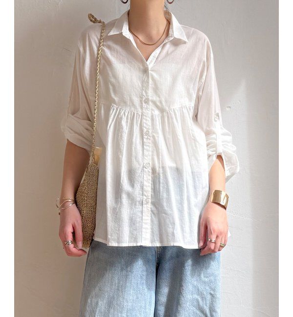 Lbc with Life「コットンボイルギャザーブラウス」|シャツ・ブラウス|