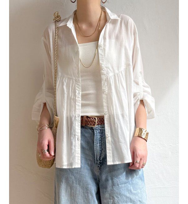 Lbc with Life「コットンボイルギャザーブラウス」|シャツ・ブラウス|