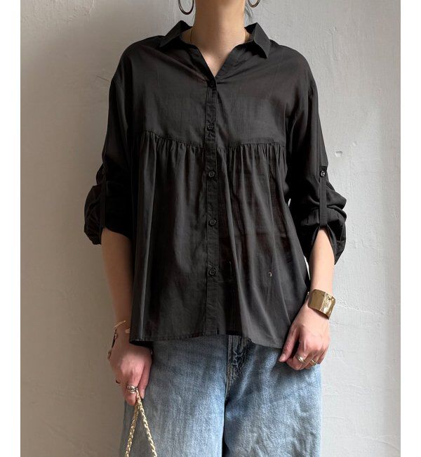 Lbc with Life「コットンボイルギャザーブラウス」|シャツ・ブラウス|