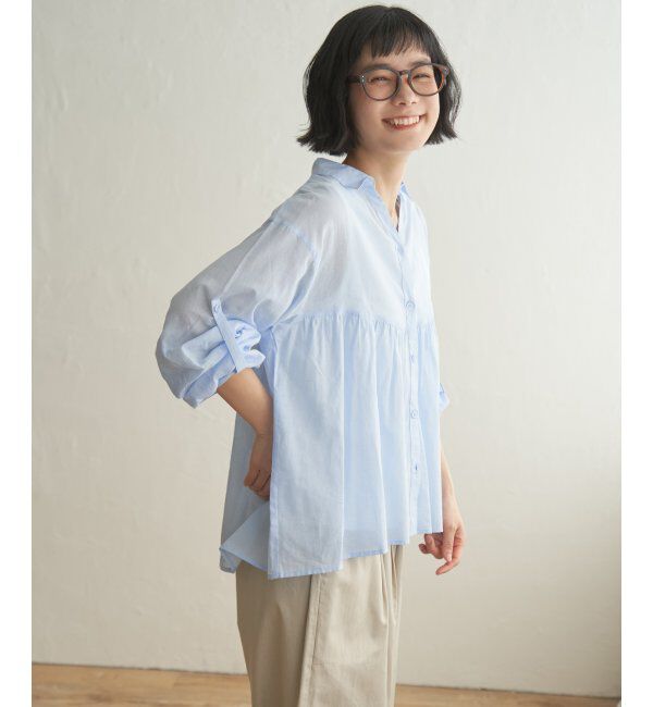 Lbc with Life「コットンボイルギャザーブラウス」|シャツ・ブラウス|