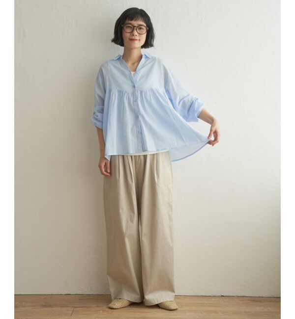 Lbc with Life「コットンボイルギャザーブラウス」|シャツ・ブラウス|