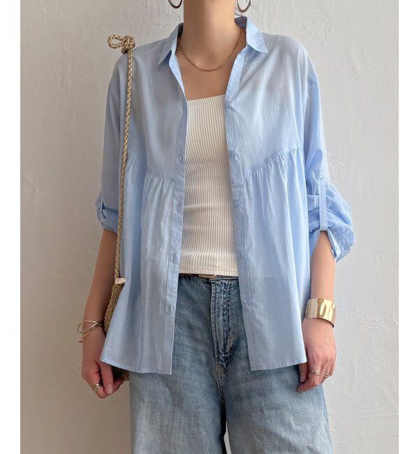 Lbc with Life「コットンボイルギャザーブラウス」|シャツ・ブラウス|