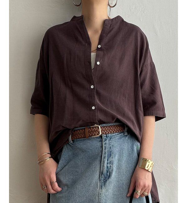 Lbc with Life「リネンコットン5分袖シャツ」|シャツ・ブラウス|