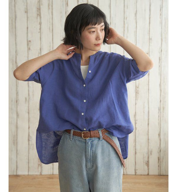 Lbc with Life「リネンコットン5分袖シャツ」|シャツ・ブラウス|