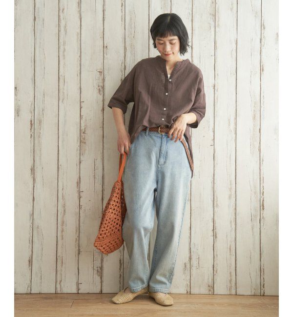 Lbc with Life「リネンコットン5分袖シャツ」|シャツ・ブラウス|