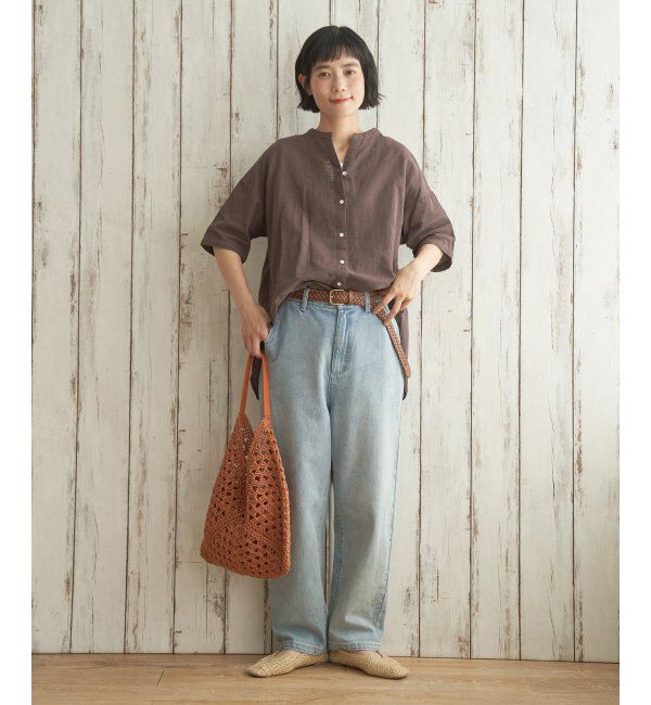 Lbc with Life「リネンコットン5分袖シャツ」|シャツ・ブラウス|