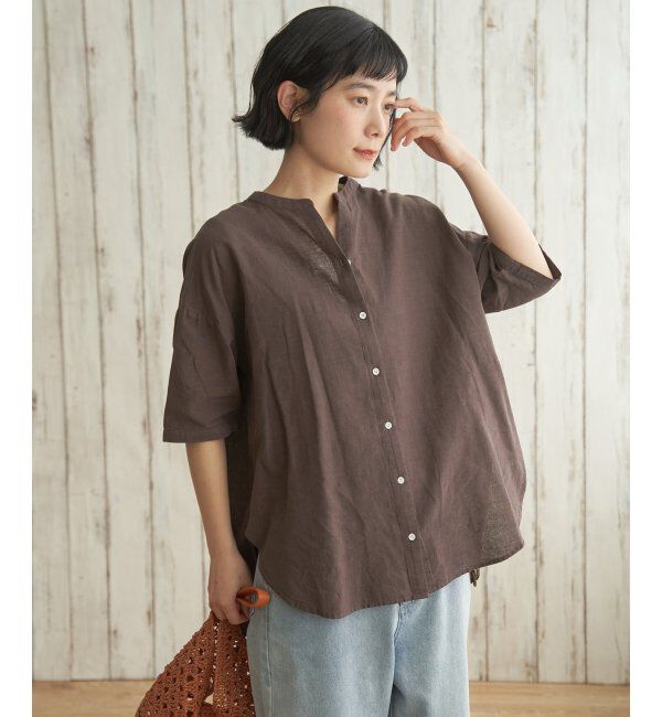 Lbc with Life「リネンコットン5分袖シャツ」|シャツ・ブラウス|