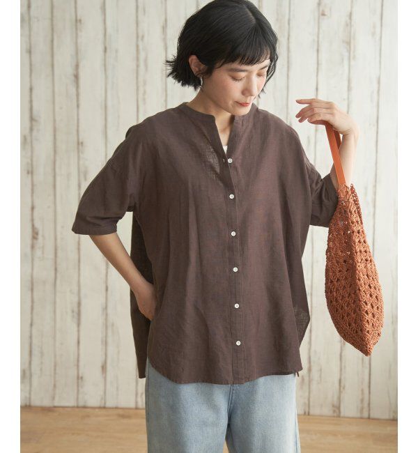 Lbc with Life「リネンコットン5分袖シャツ」|シャツ・ブラウス|