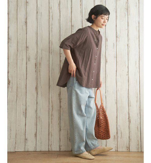 Lbc with Life「リネンコットン5分袖シャツ」|シャツ・ブラウス|