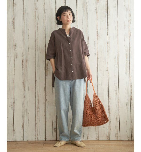 Lbc with Life「リネンコットン5分袖シャツ」|シャツ・ブラウス|