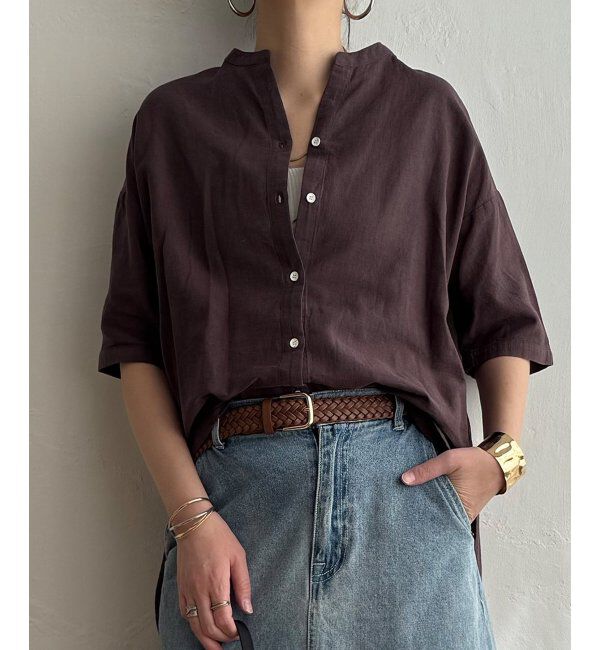 Lbc with Life「リネンコットン5分袖シャツ」|シャツ・ブラウス|