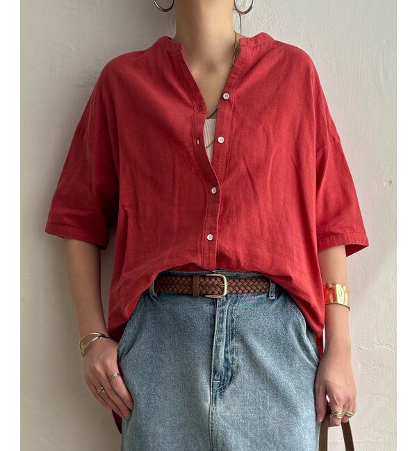 Lbc with Life「リネンコットン5分袖シャツ」|シャツ・ブラウス|