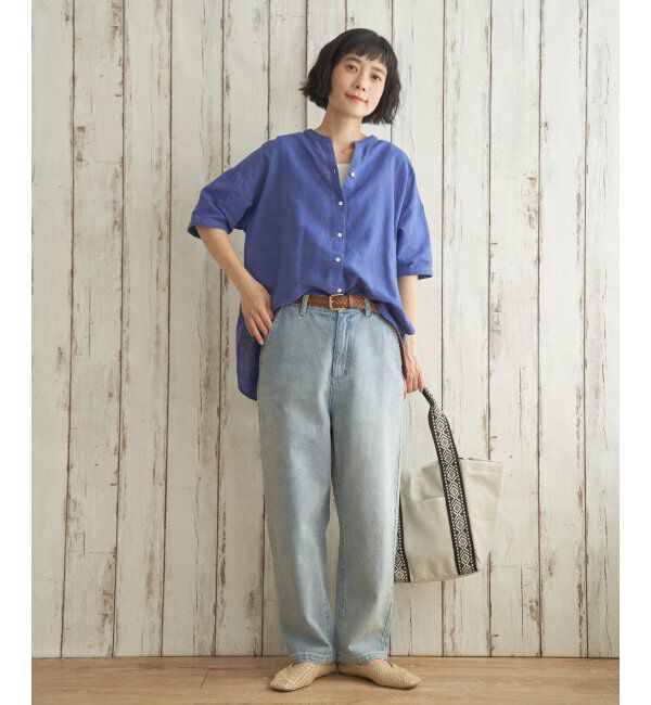 Lbc with Life「リネンコットン5分袖シャツ」|シャツ・ブラウス|