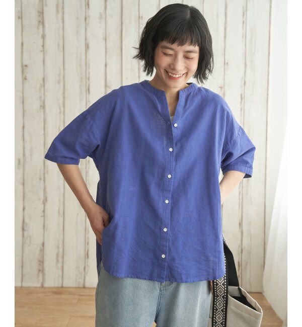 Lbc with Life「リネンコットン5分袖シャツ」|シャツ・ブラウス|
