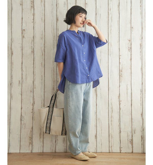 Lbc with Life「リネンコットン5分袖シャツ」|シャツ・ブラウス|