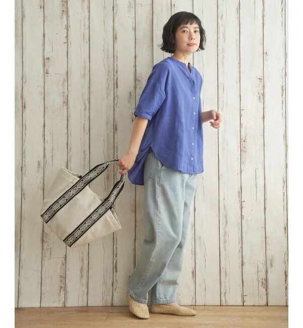 Lbc with Life「リネンコットン5分袖シャツ」|シャツ・ブラウス|