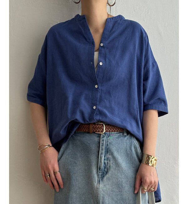 Lbc with Life「リネンコットン5分袖シャツ」|シャツ・ブラウス|