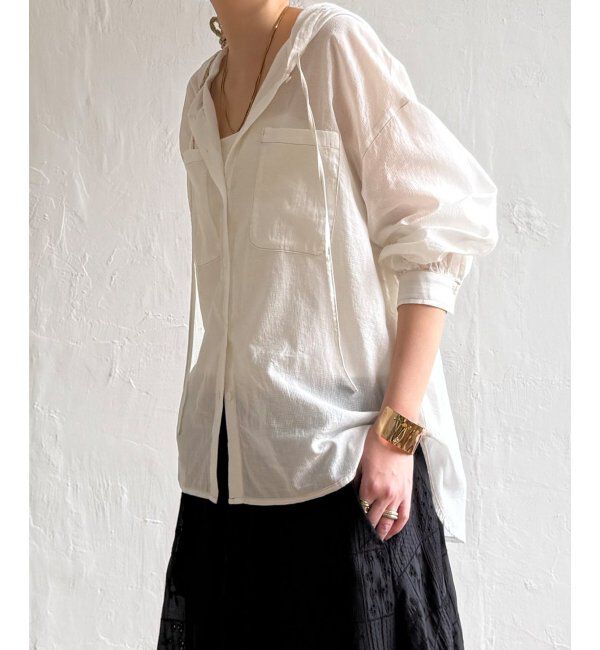 Lbc with Life「ラティスボイルフードシャツ」|シャツ・ブラウス|ホワイト