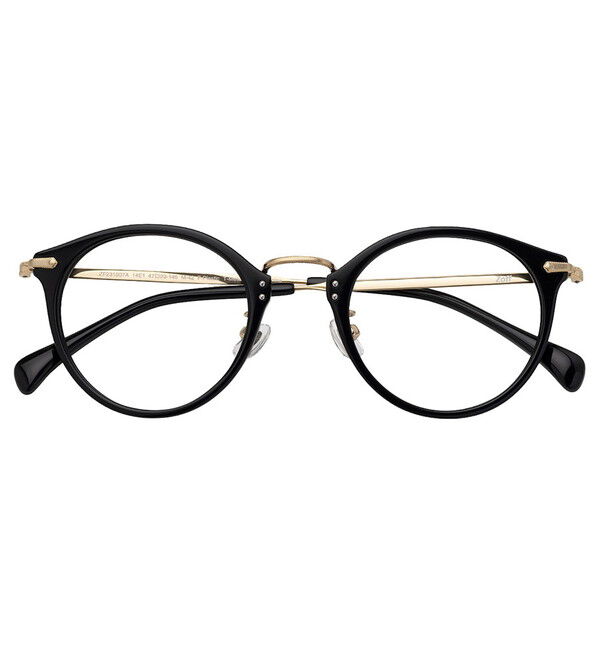  「ボストン型 メガネ｜Zoff メタル プラスチック 伊達メガネ 度付きメガネ レンズ交換券付き」|メガネ|