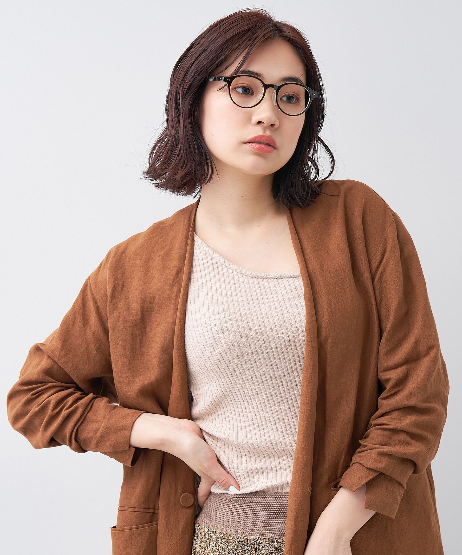  「ボストン型 軽量 メガネ｜おうち時間を快適に過ごす ズレ落ち防止 レンズ交換券付き」|メガネ|ブラウン