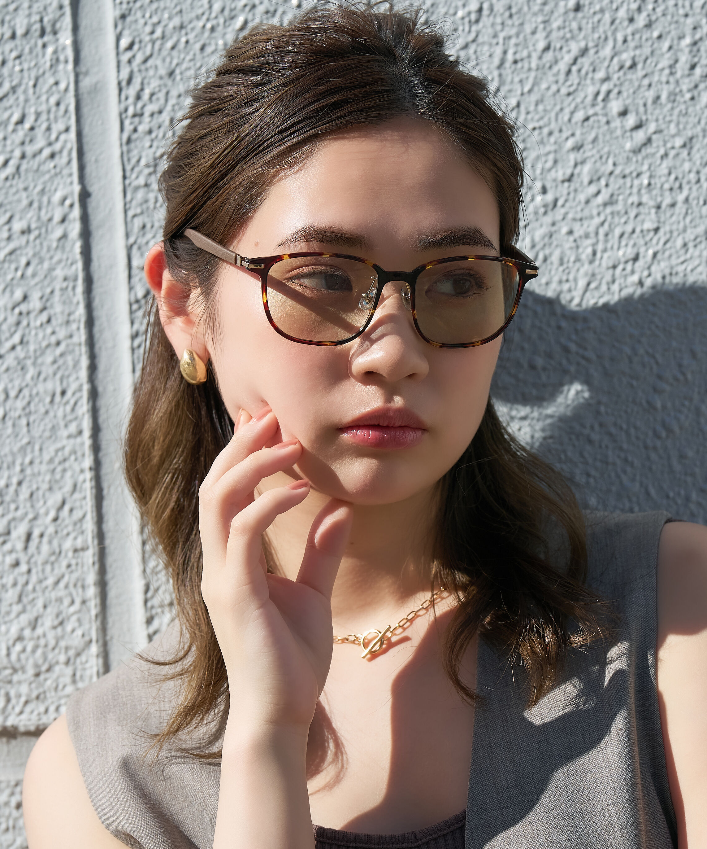  「SUNCUTGlasses/UV100%CUT ウェリントン型 サングラス｜UVカット 紫外線対策 TREND」|サングラス|ブラウン系その他2