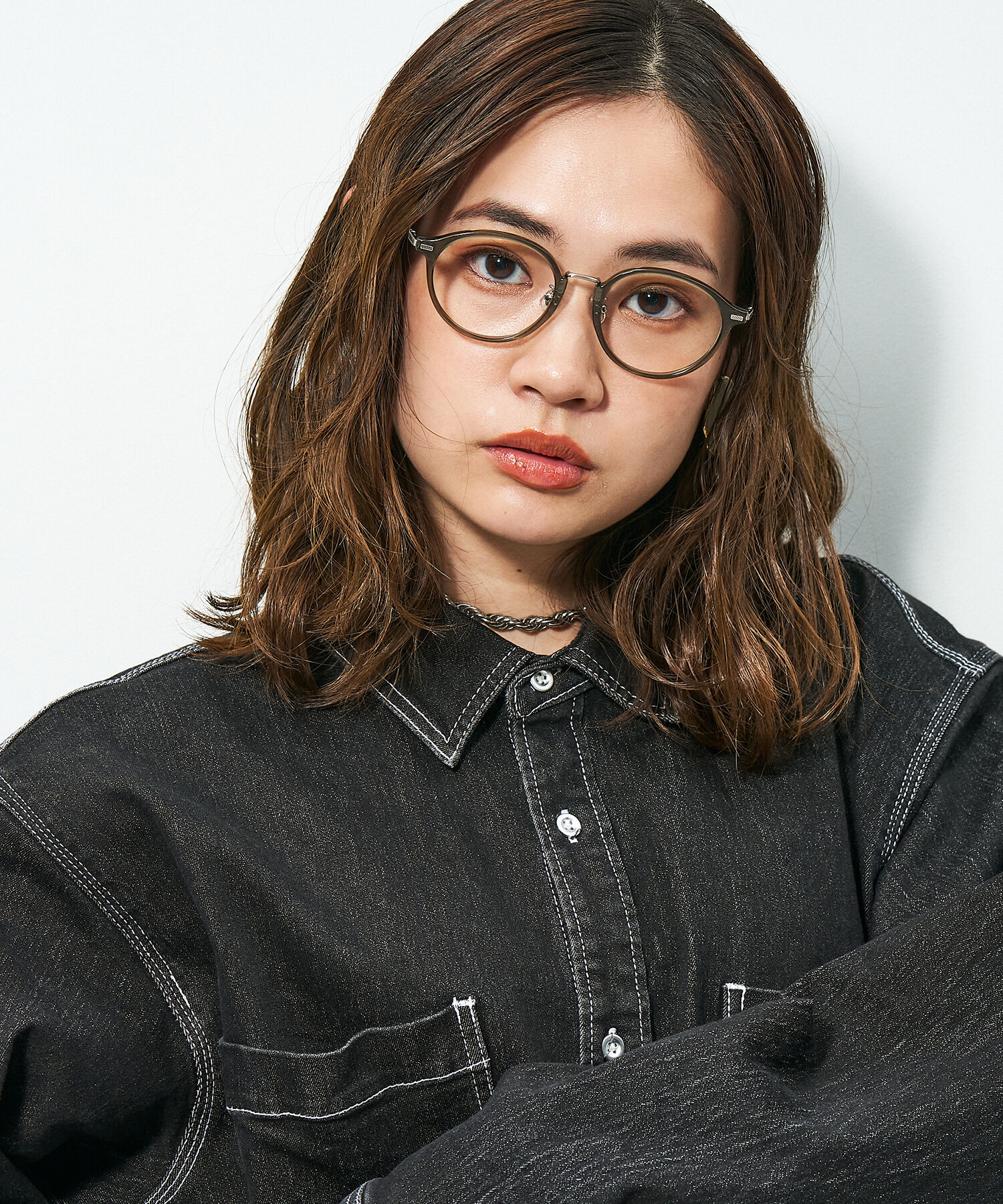  「Zoff｜STUDIO SEVEN｜ボストン型 メガネ｜コンビフレーム メタル クリアフレーム レンズ交換券付き」|メガネ|