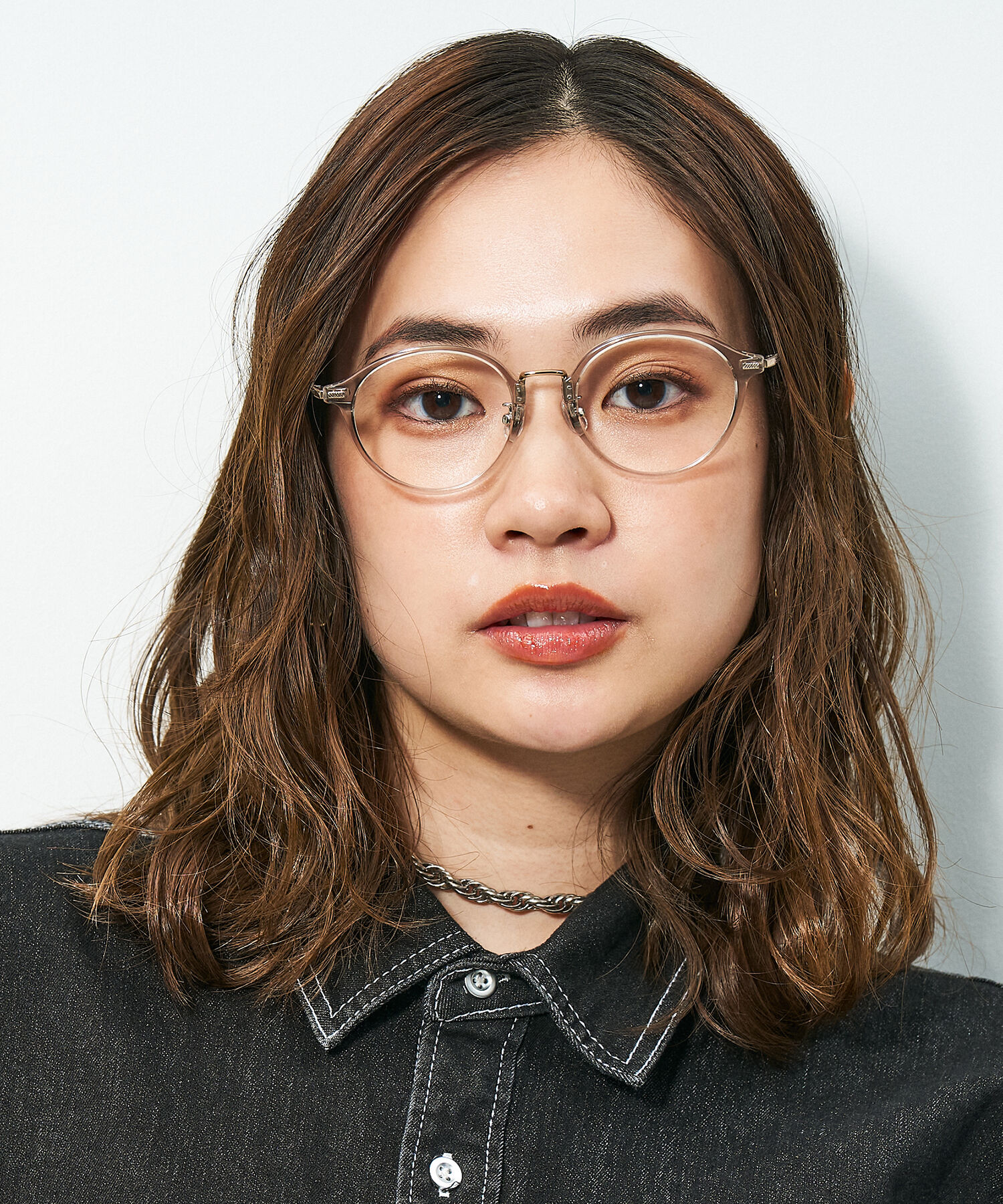  「Zoff｜STUDIO SEVEN｜ボストン型 メガネ｜コンビフレーム メタル クリアフレーム レンズ交換券付き」|メガネ|